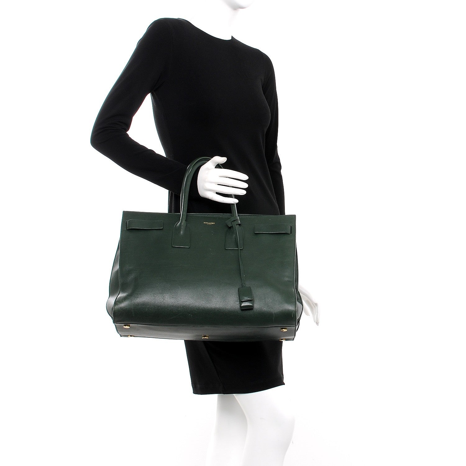 Saint Laurent Calfskin Large Sac de Jour Carryall Dark Green 2 of 12