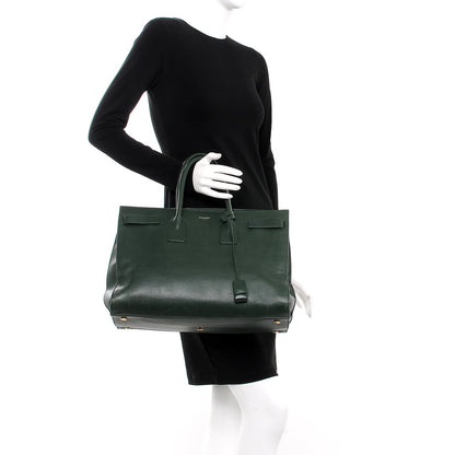 Saint Laurent Calfskin Large Sac de Jour Carryall Dark Green 2 of 12