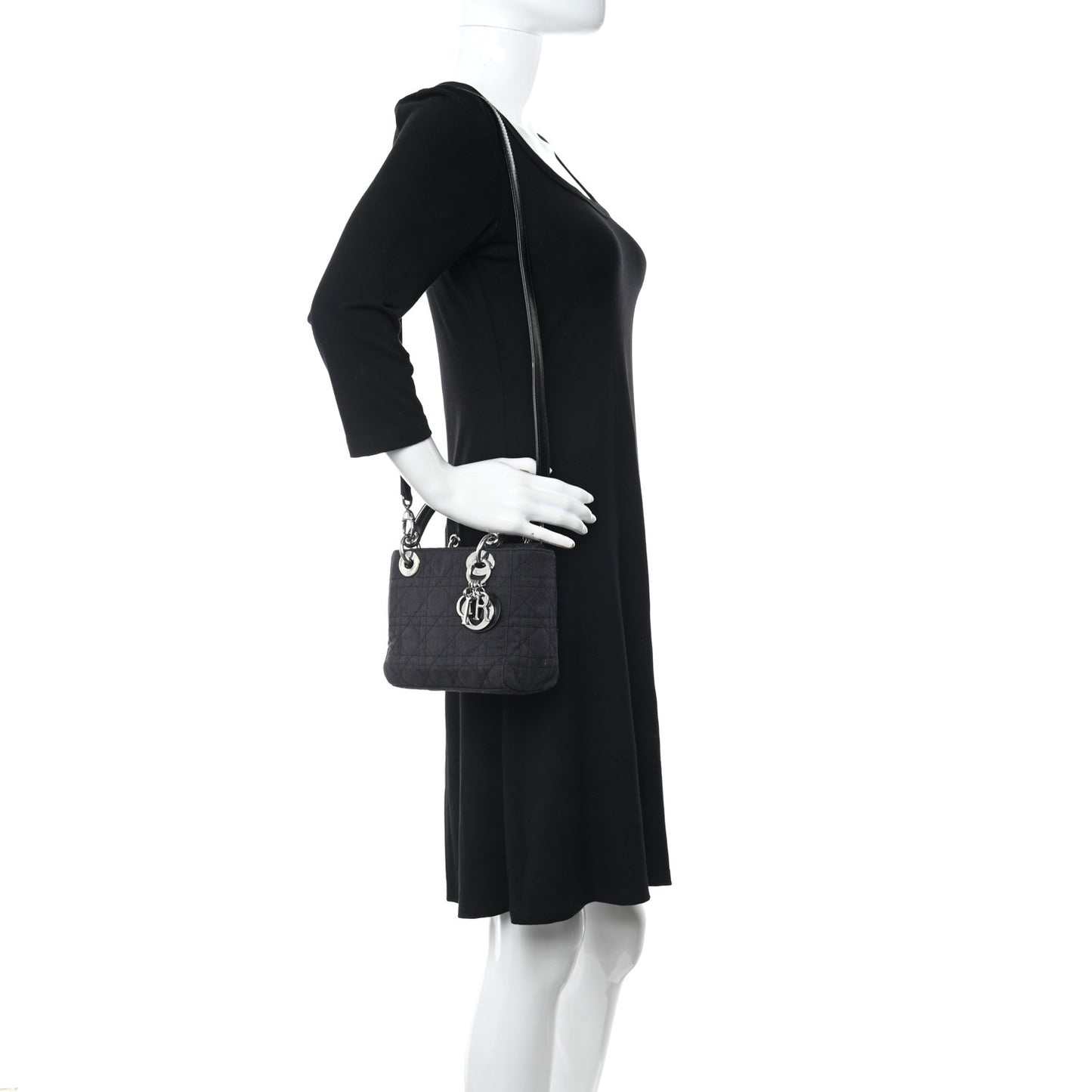 Canvas Cannage Mini Lady Dior Black