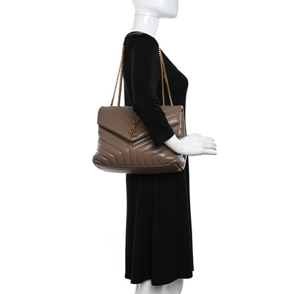 Saint Laurent Calfskin Y Quilted Monogram Medium Loulou Chain Satchel Taupe 2 of 11