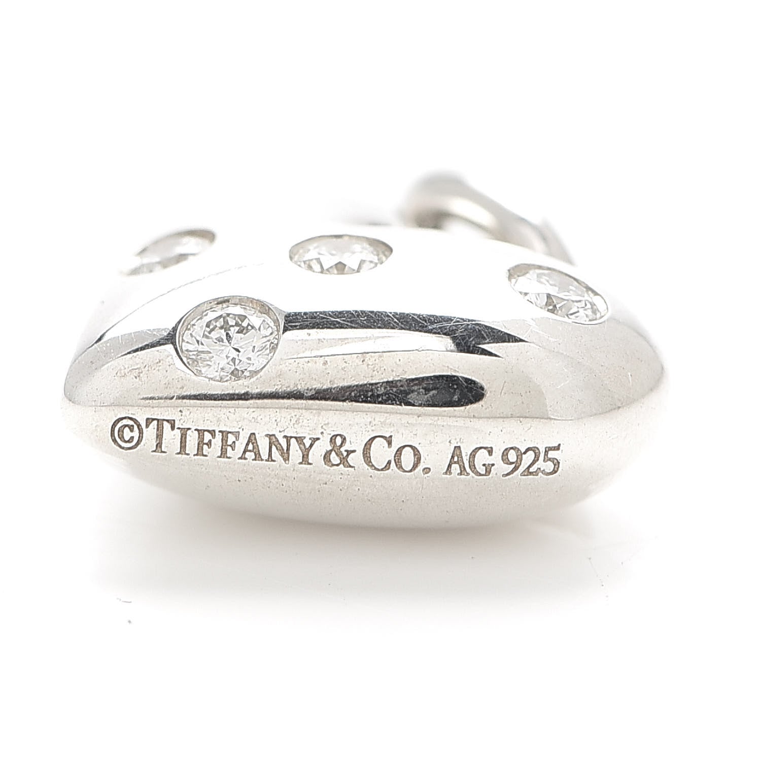 Tiffany Sterling Silver Diamond Etoile Heart Charm 4 of 5