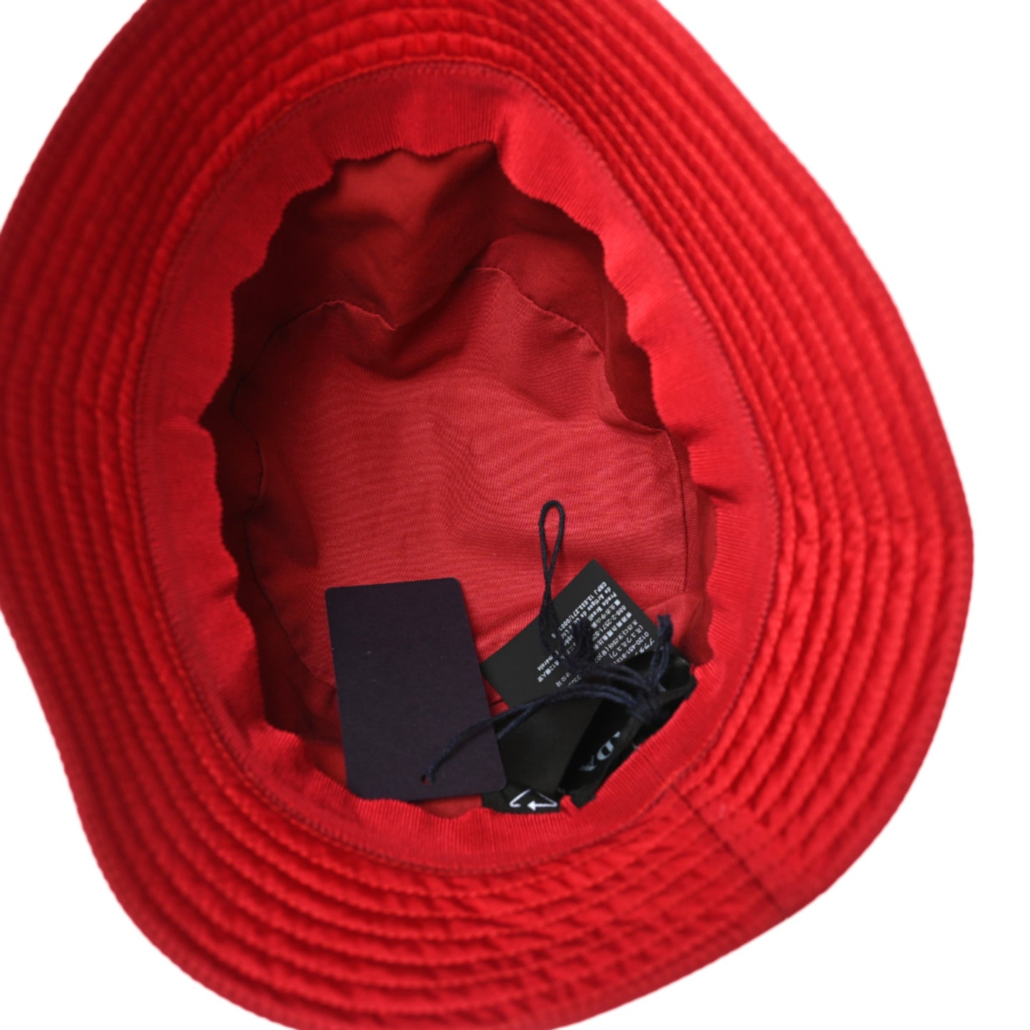 Re-Nylon Metal Triangle Logo Mens Bucket Hat L Rosso