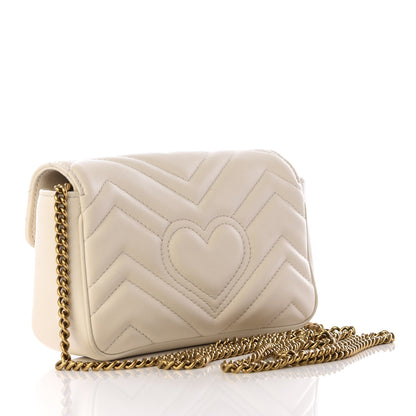 Gucci Calfskin Matelasse Super Mini GG Marmont Shoulder Bag White 2 of 8
