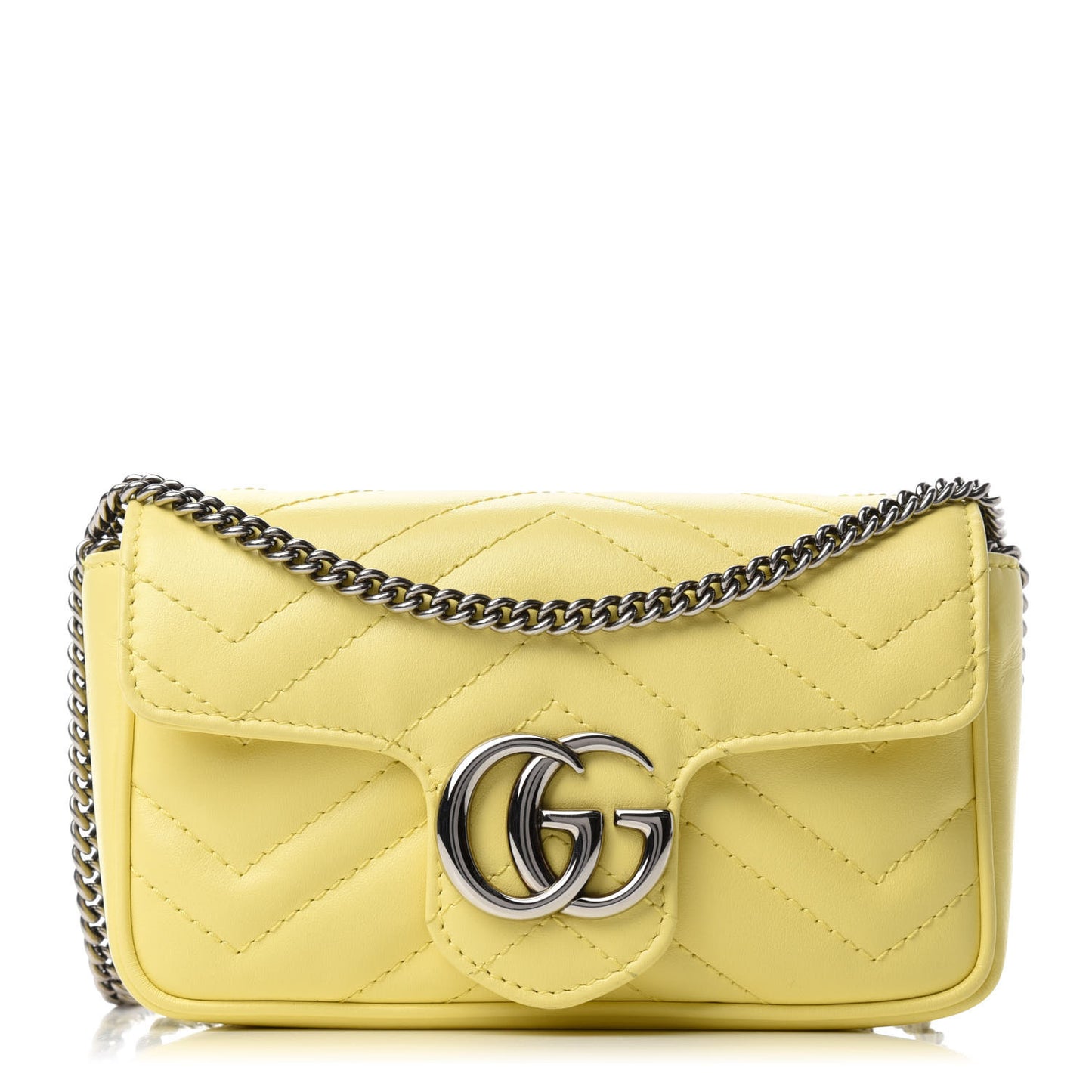 Calfskin Matelasse Super Mini GG Marmont Shoulder Bag Banana