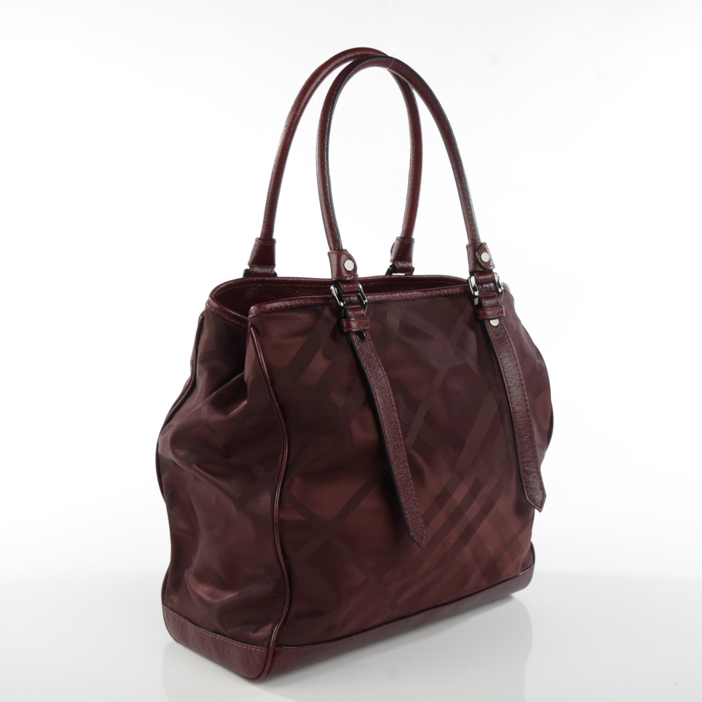 Bordeaux Canvas Check Large Tote