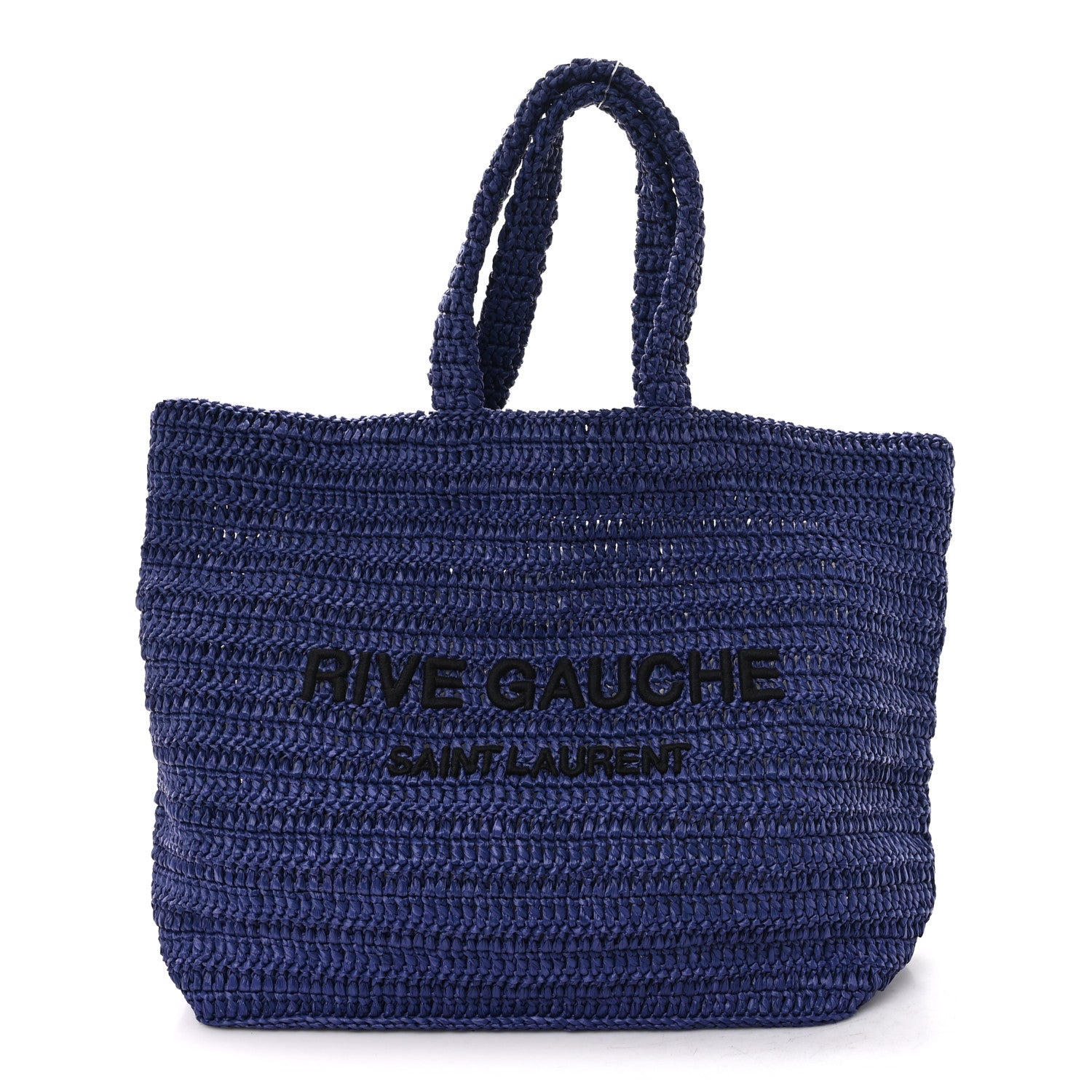 Saint Laurent Raffia Rive Gauche Tote Blue 1 of 12