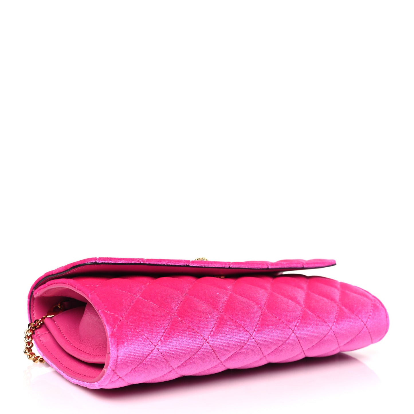 Velvet Quilted Medusa Wallet On Chain Pink