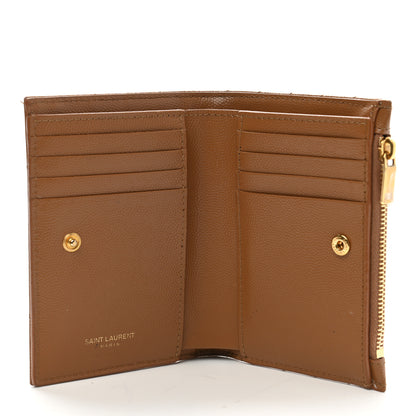 Saint Laurent Grain De Poudre Matelasse Chevron Monogram Zipped Card Case Natural Dark 5 of 8