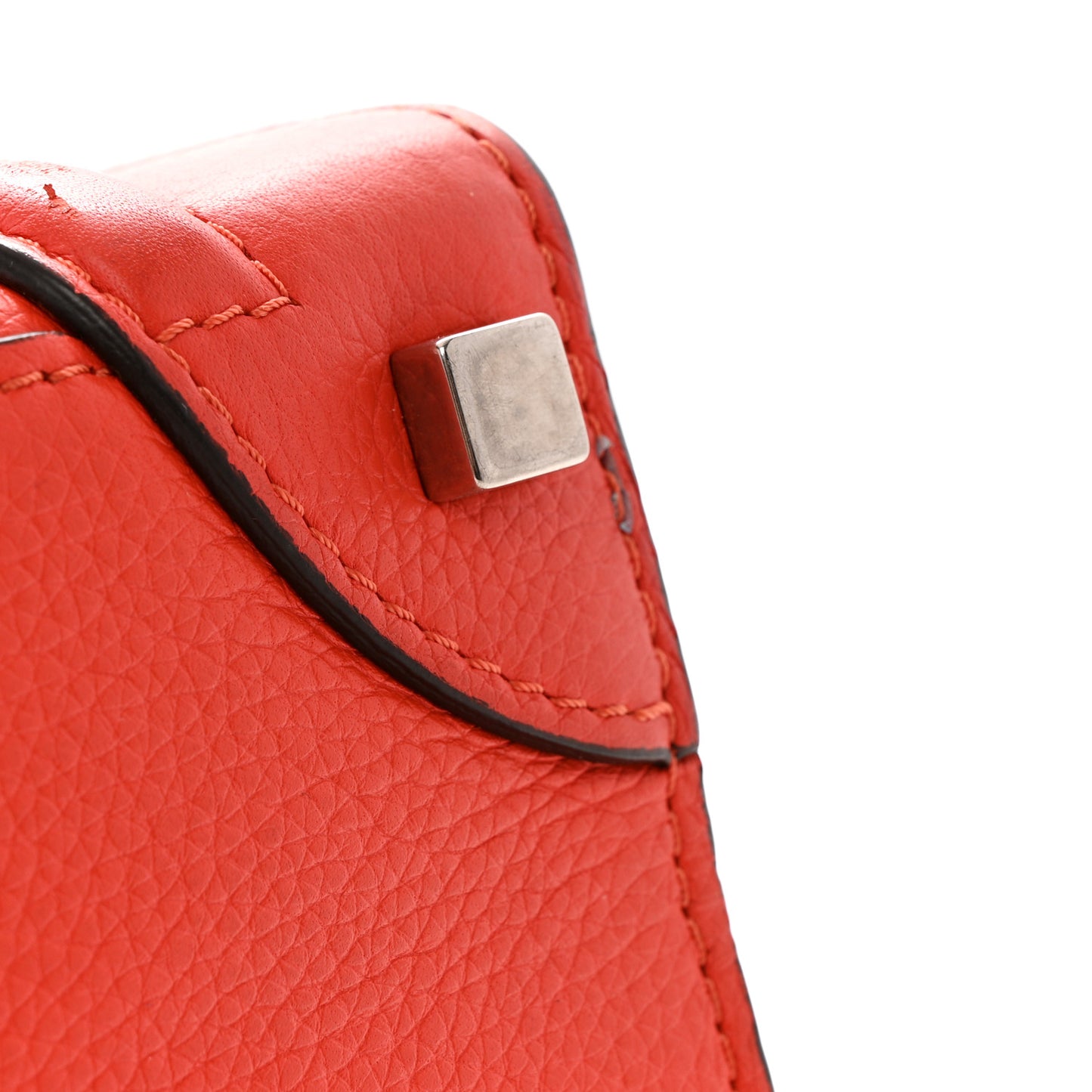 Pebbled Calfskin Micro Luggage Vermillion
