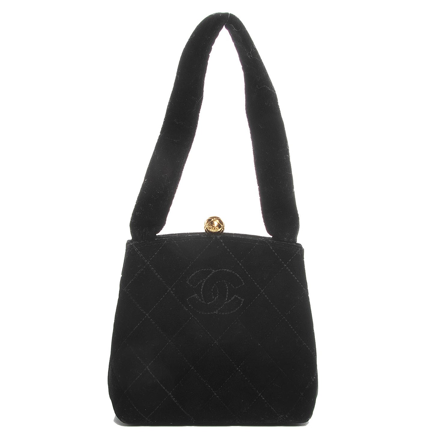 Velvet Kiss Lock Shoulder Bag Black