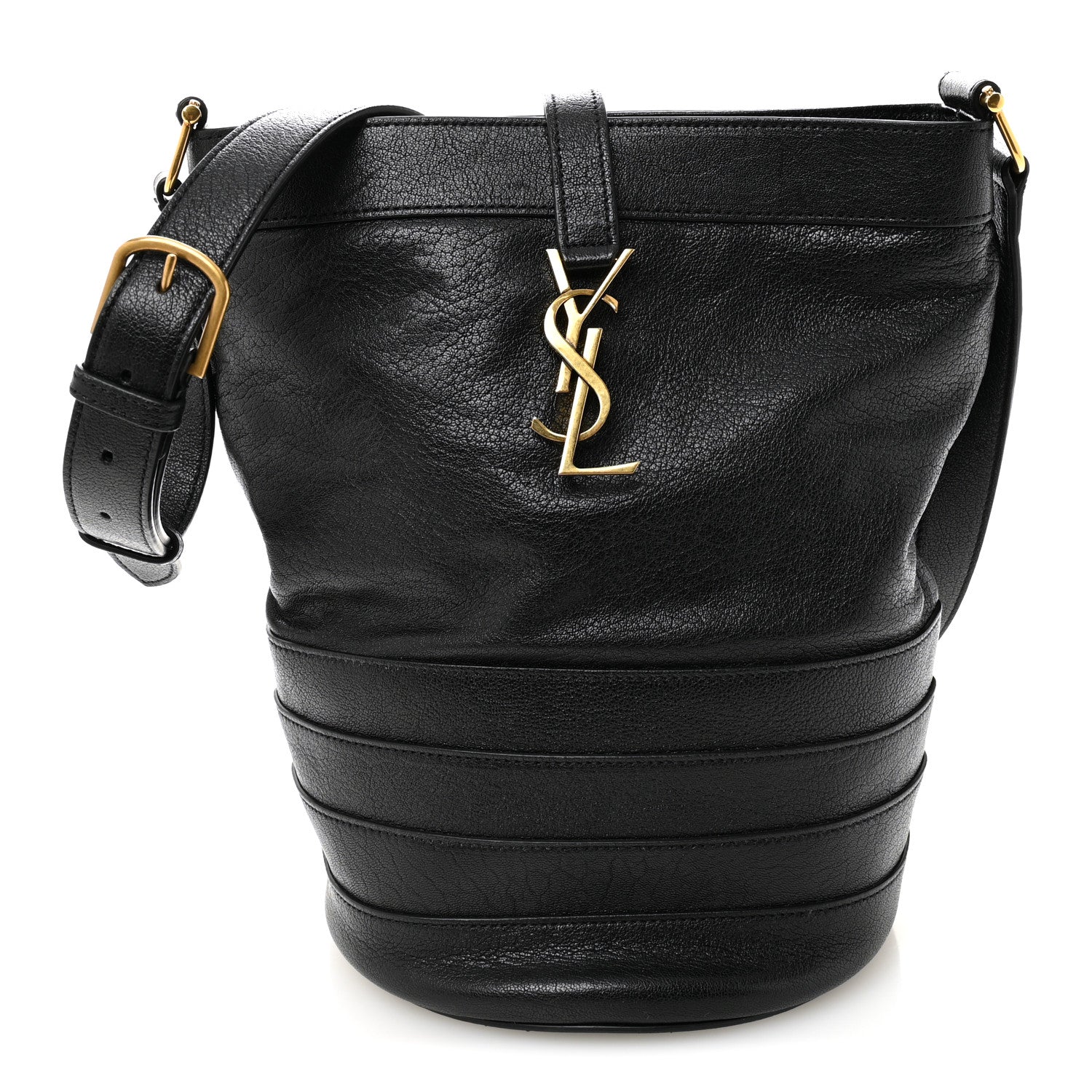 Saint Laurent Lambskin Seau Fermoir Bucket Bag Black 1 of 10