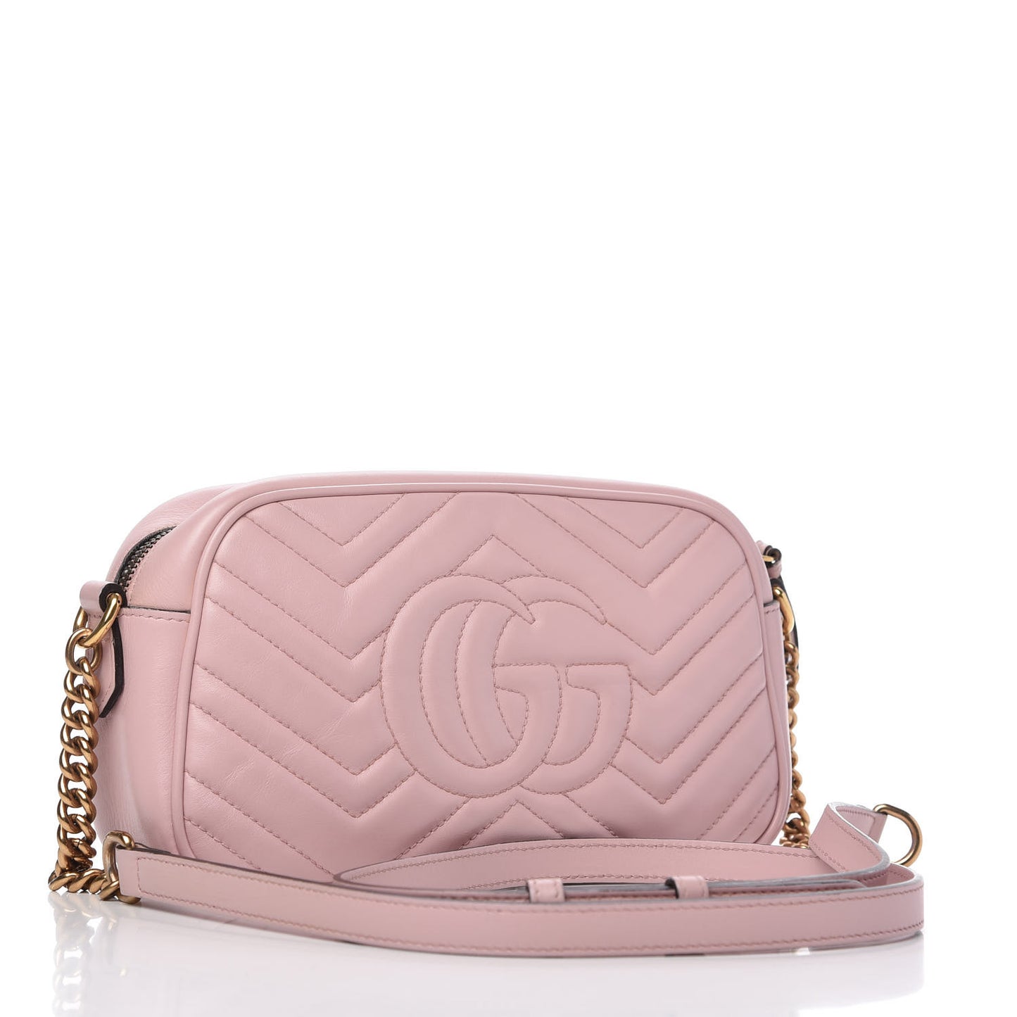 Calfskin Matelasse Small GG Marmont Chain Shoulder Bag Perfect Pink