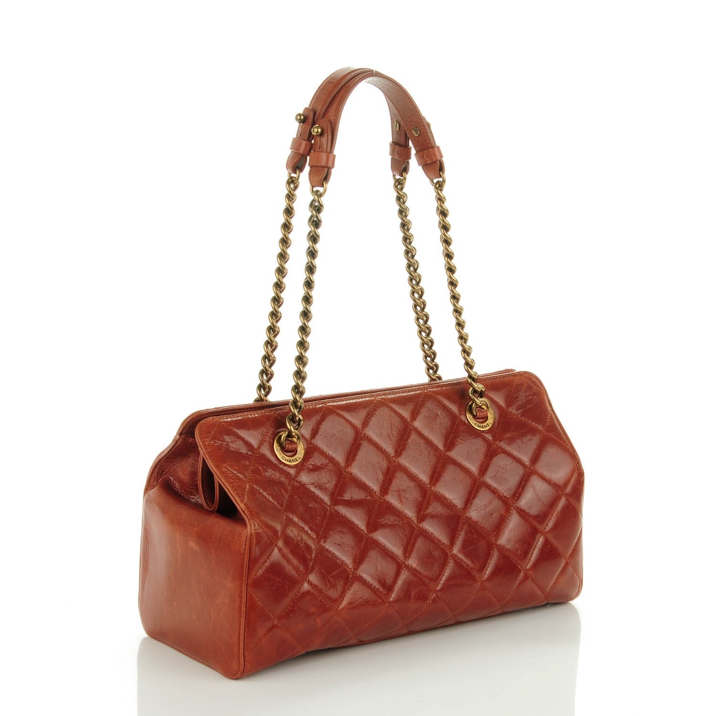 Calfskin Quilted Small Perfect Edge Tote Camel