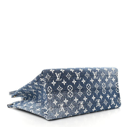 Louis Vuitton Monogram Jacquard Denim Onthego MM Bleu 4 of 10