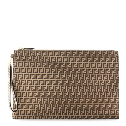 Fendi Suede Vitello Grace Micro FF Large Flat Pouch Nude Spring Maya 1 of 9