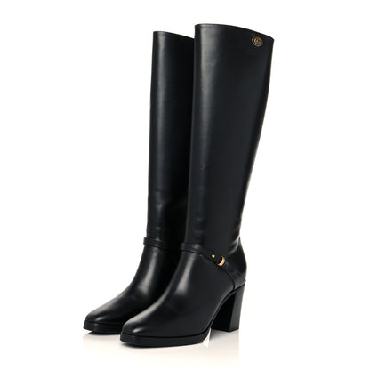 Gucci Calfskin Double G Knee High Boots 36 Black 3 of 11