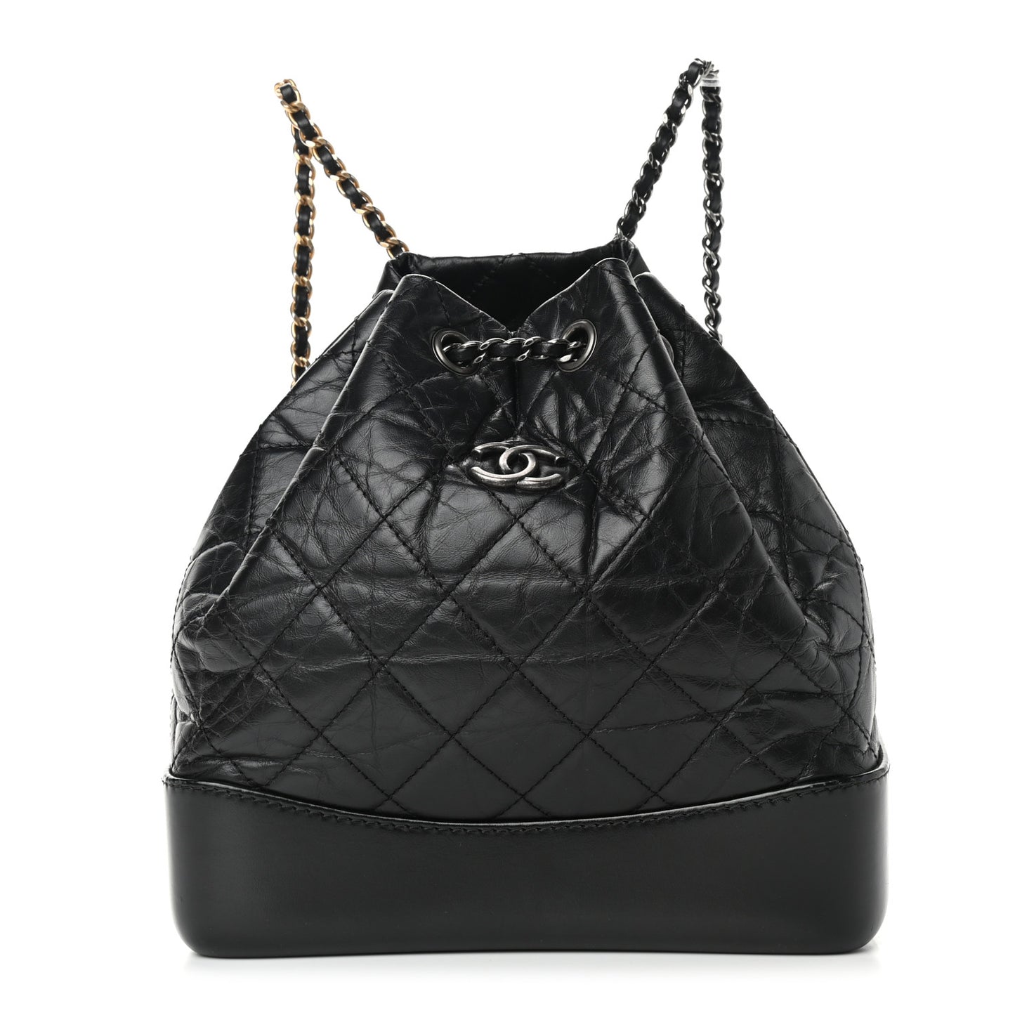 Aged Calfskin Quilted Small Gabrielle Backpack Black