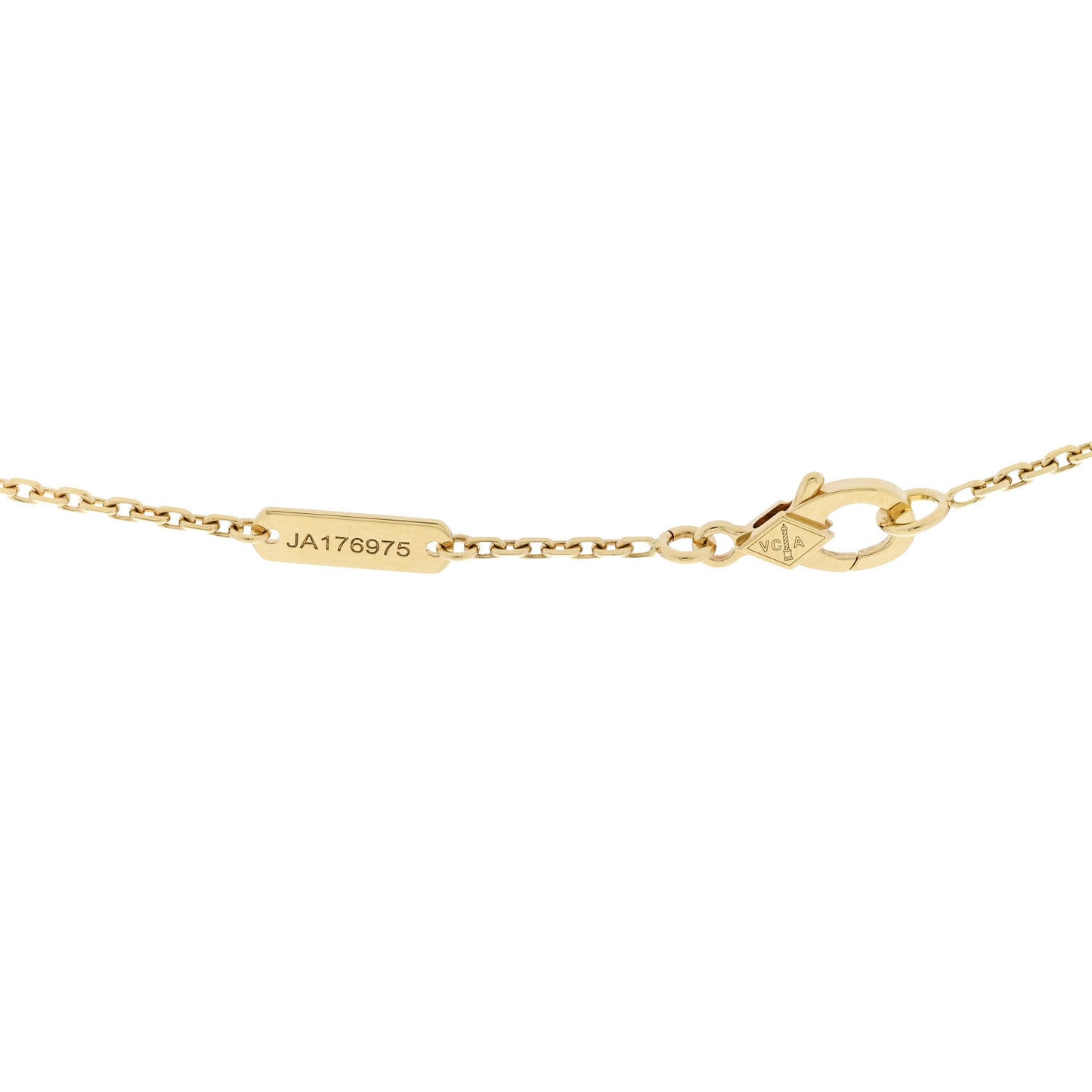 18K Yellow Gold Diamond Yellow Mother of Pearl Vintage Alhambra Pendant Necklace