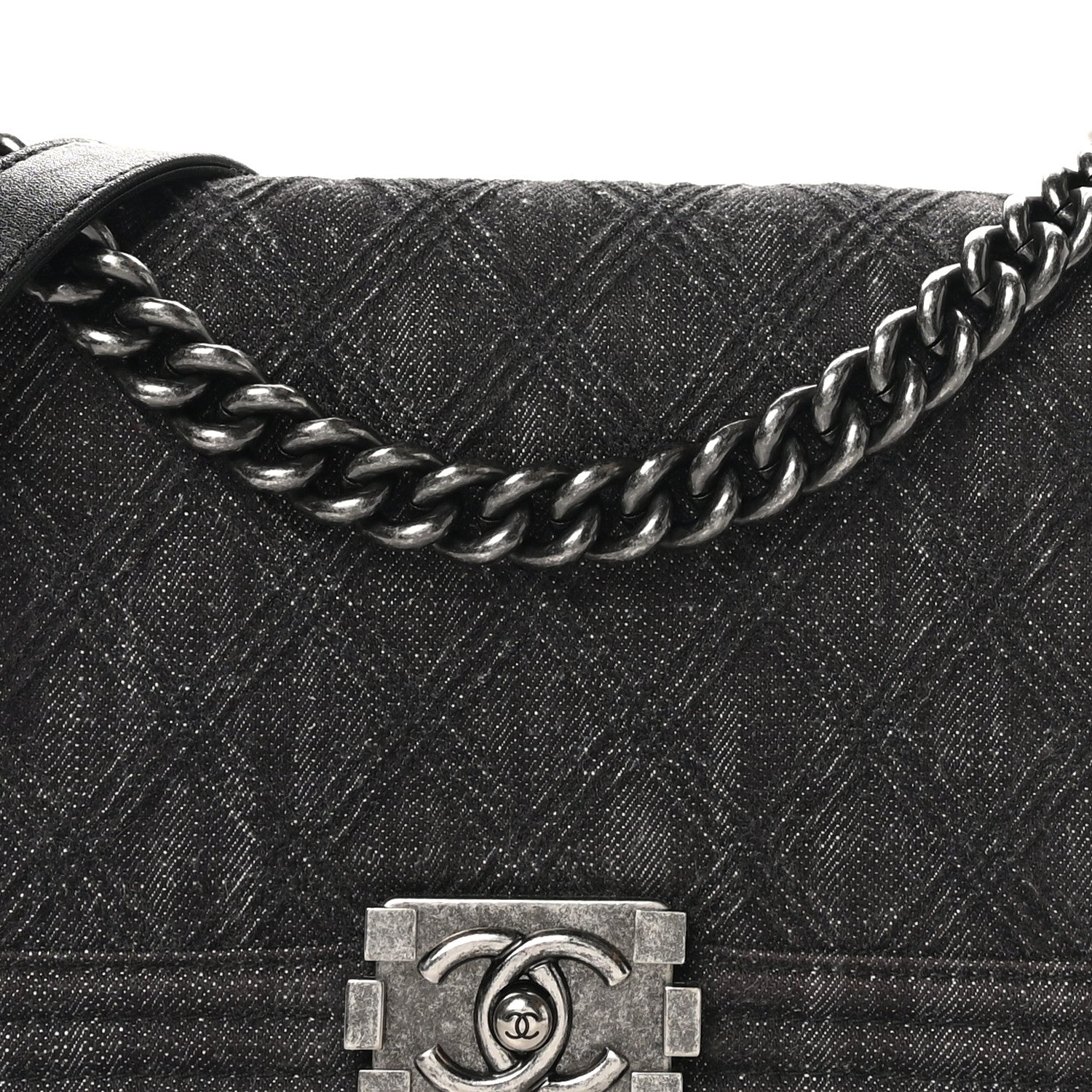 Chanel Denim Quilted Medium Boy Flap Black 8 of 10