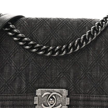 Chanel Denim Quilted Medium Boy Flap Black 8 of 10