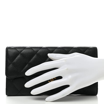 Chanel Caviar Quilted Large Gusset Flap Wallet Black 2 of 9