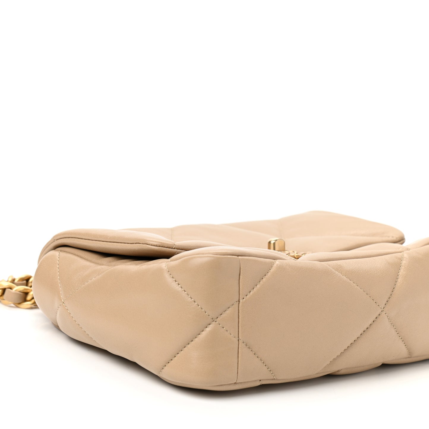 Lambskin Quilted Medium Chanel 19 Flap Dark Beige