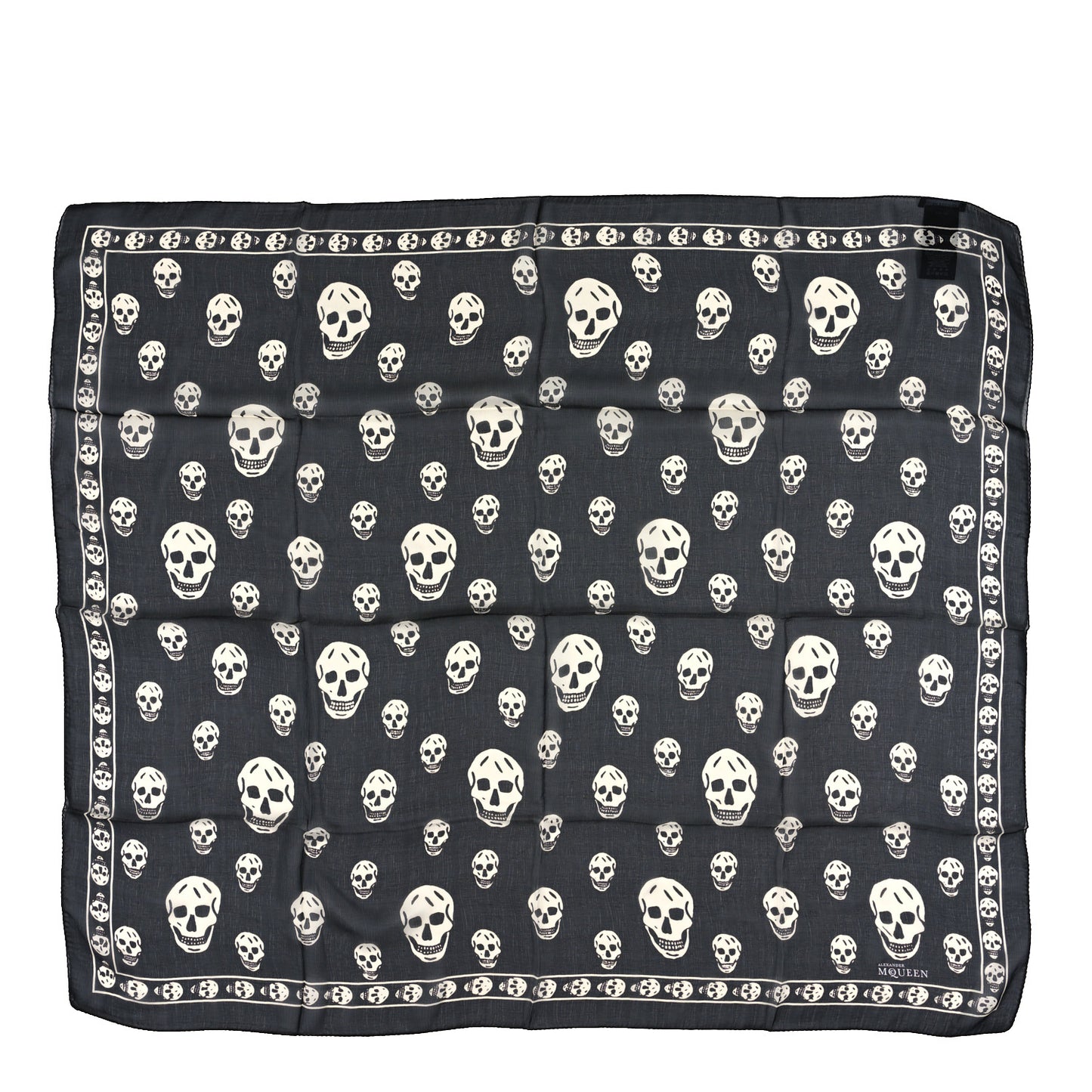 Silk Chiffon Skull Scarf Black Ivory