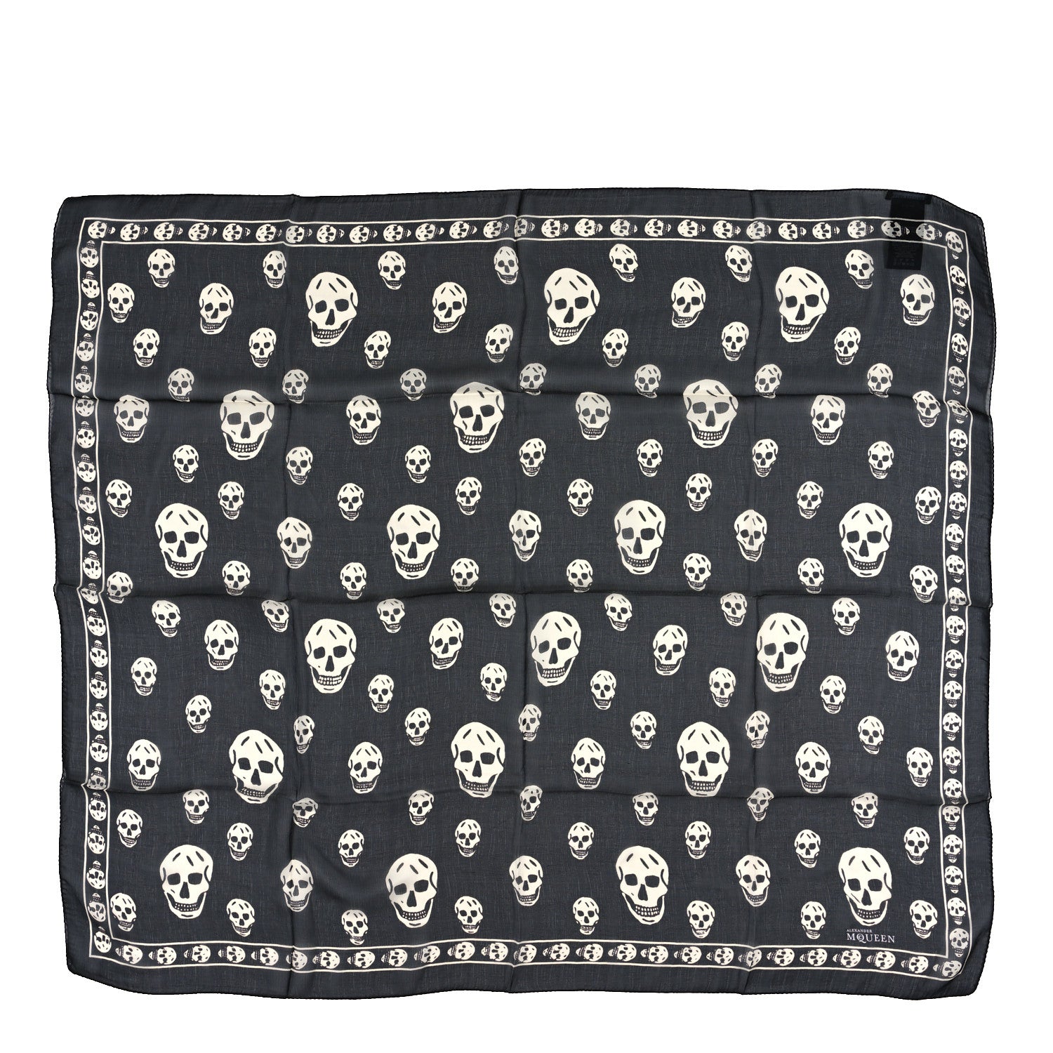 Alexander McQueen Silk Chiffon Skull Scarf Black Ivory 1 of 3