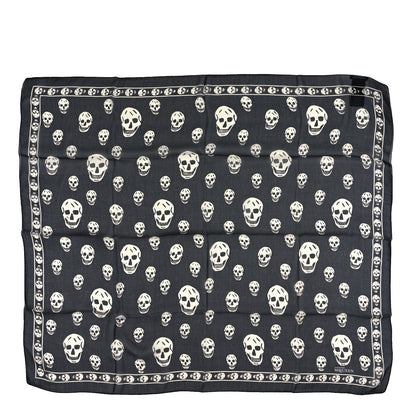 Alexander McQueen Silk Chiffon Skull Scarf Black Ivory 1 of 3