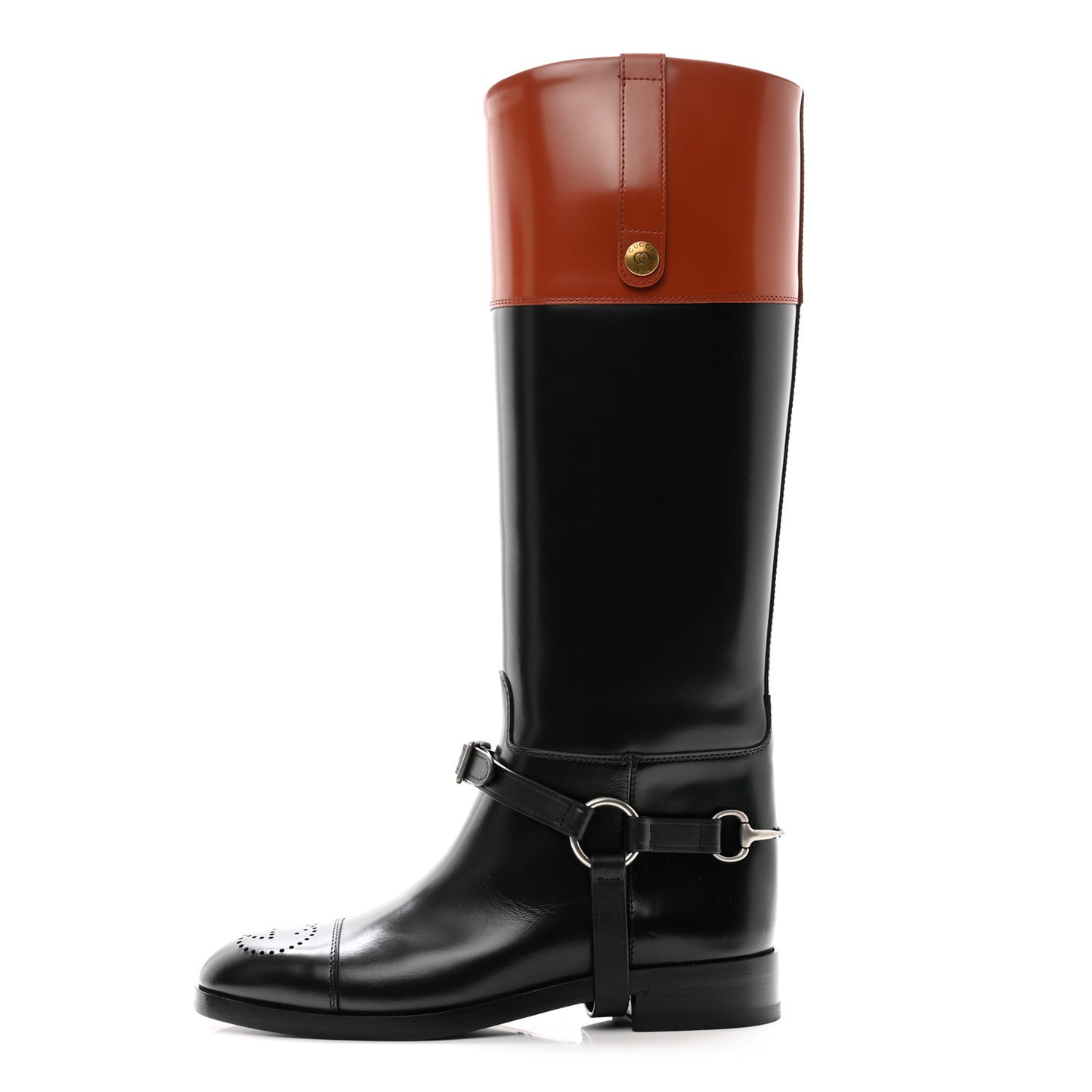 Calfskin Zelda Harness Riding Boots 38 Black Amber