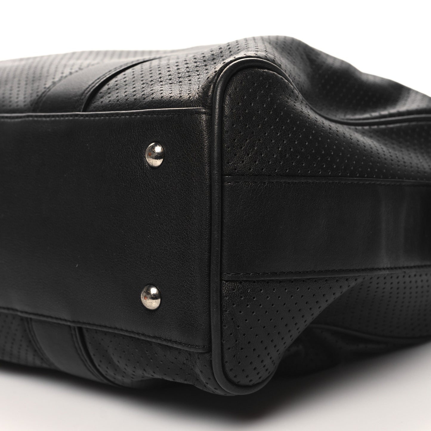 Calfskin Perforated Shoulder Bag Black