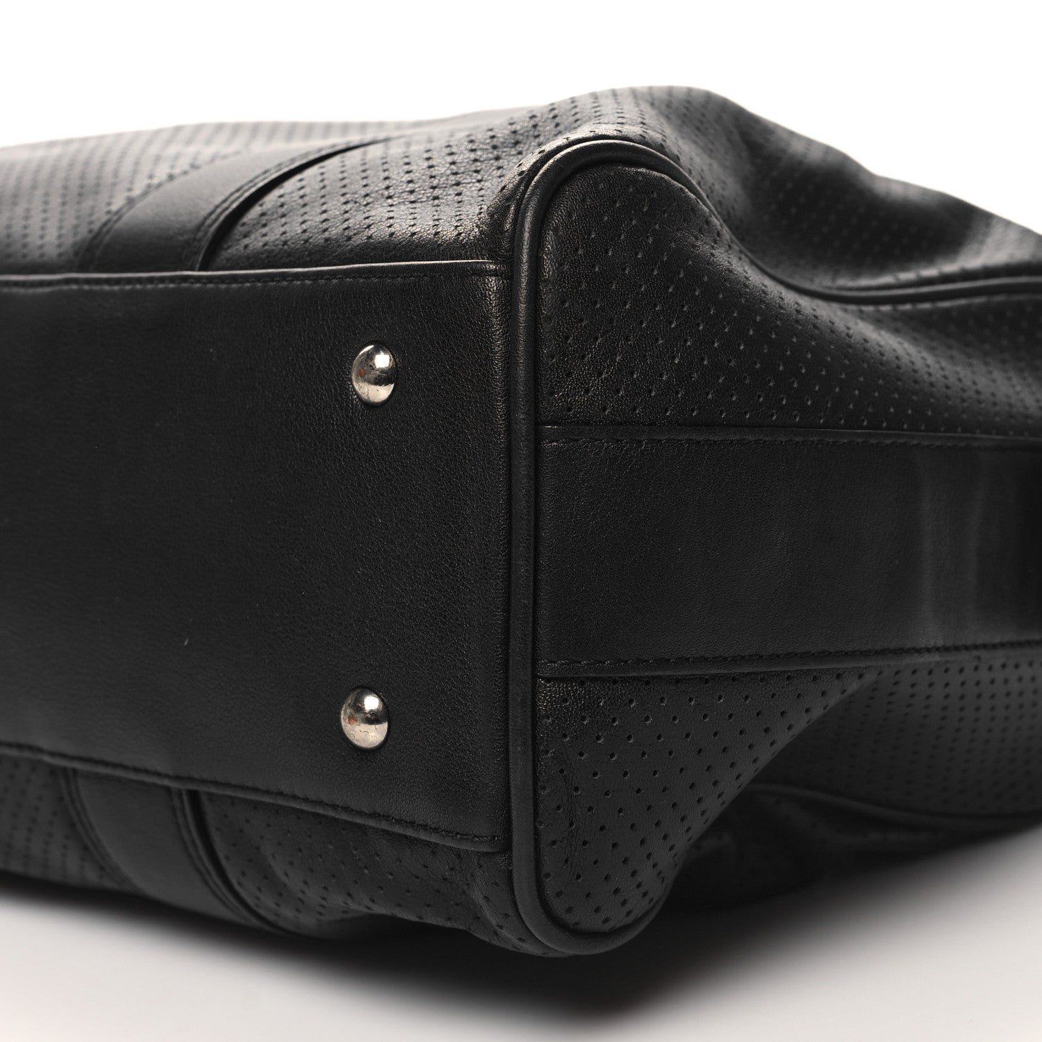 MCM Calfskin Perforated Shoulder Bag Black 9 of 11