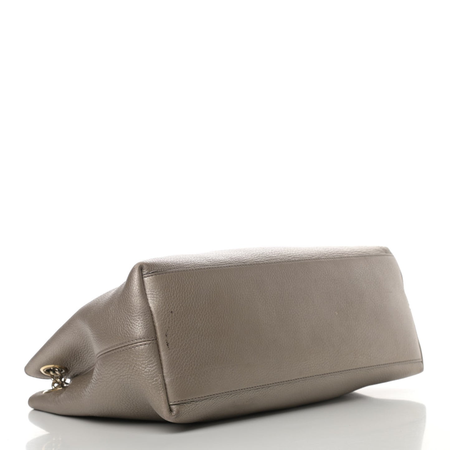 Metallic Pebbled Calfskin Medium Soho Chain Shoulder Bag Golden Beige