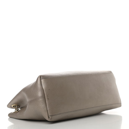 Gucci Metallic Pebbled Calfskin Medium Soho Chain Shoulder Bag Golden Beige 3 of 5