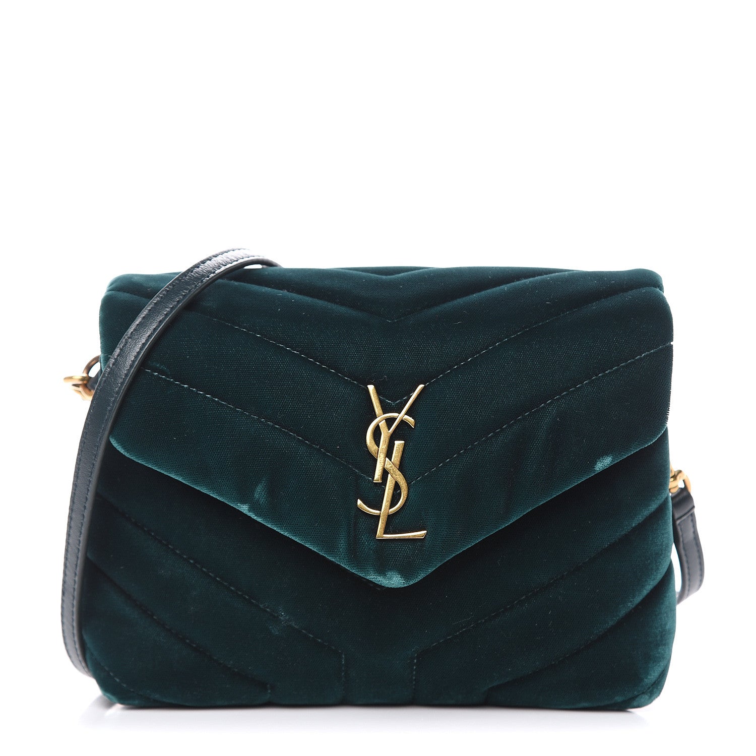 Saint Laurent Velvet Y Quilted Monogram Toy Loulou Crossbody Bag Dark Ottanio 1 of 13