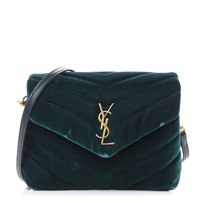 Saint Laurent Velvet Y Quilted Monogram Toy Loulou Crossbody Bag Dark Ottanio 1 of 13