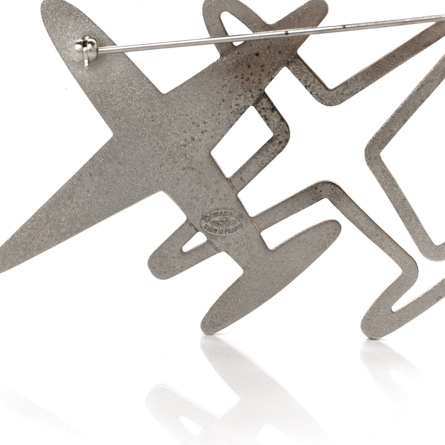 Chanel Crystal Metal CC Airplane Brooch Silver 4 of 5