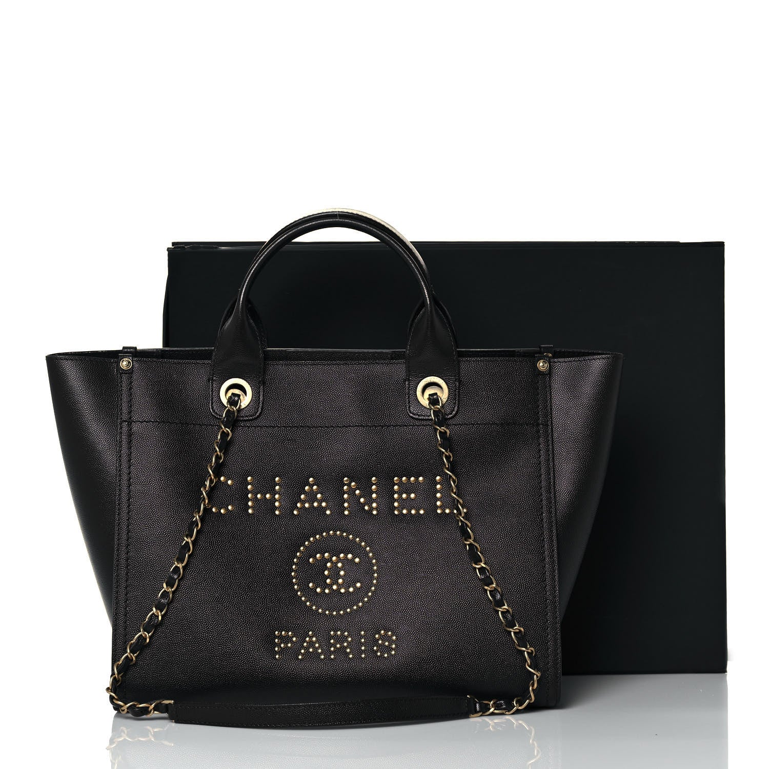 Chanel Caviar Small Studded Deauville Tote Blue 15 of 15