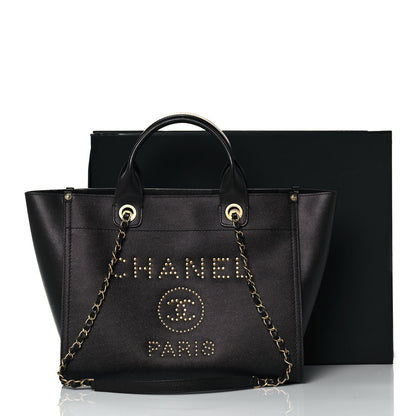 Chanel Caviar Small Studded Deauville Tote Blue 15 of 15