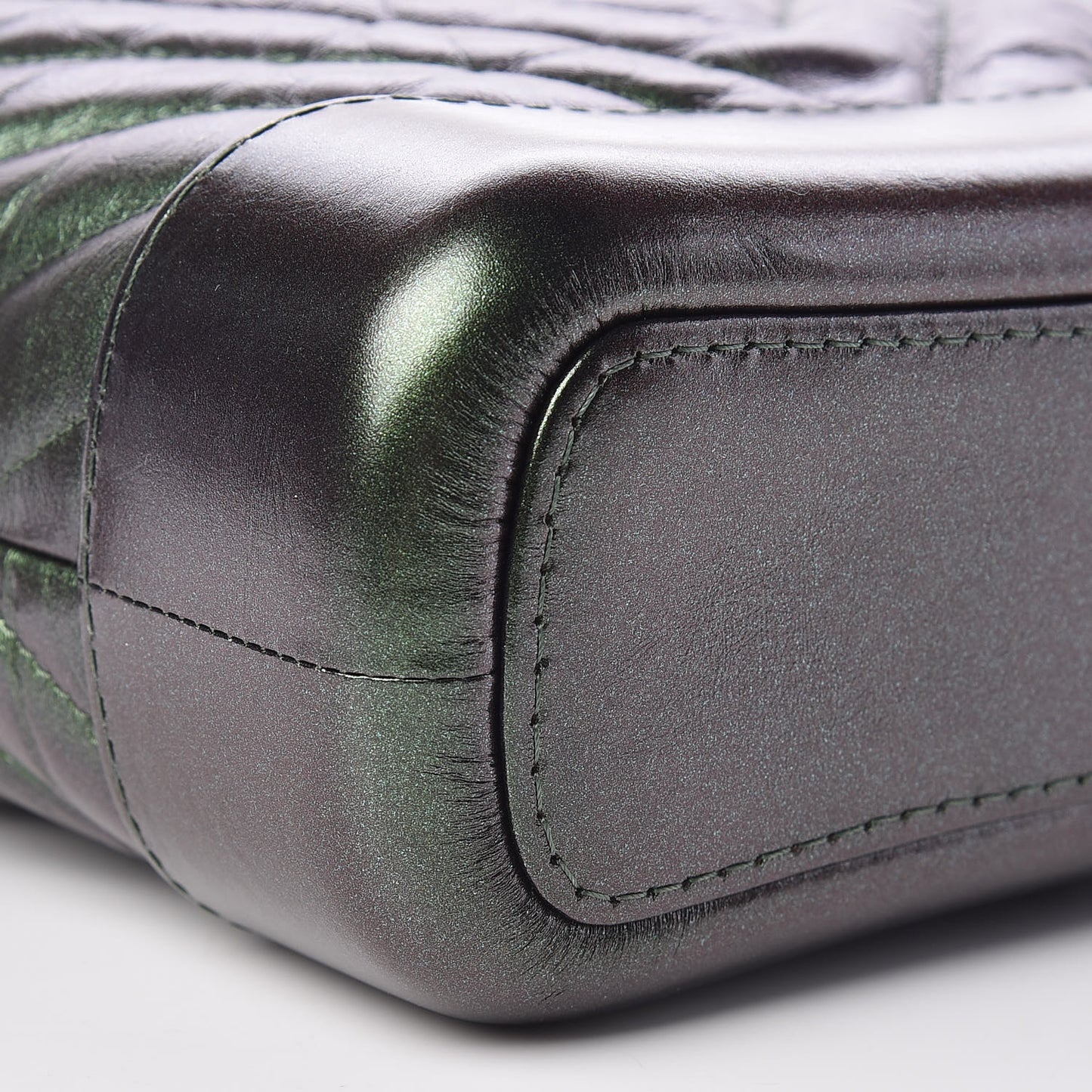 Metallic Calfskin Chevron Quilted Small Gabrielle Hobo Green