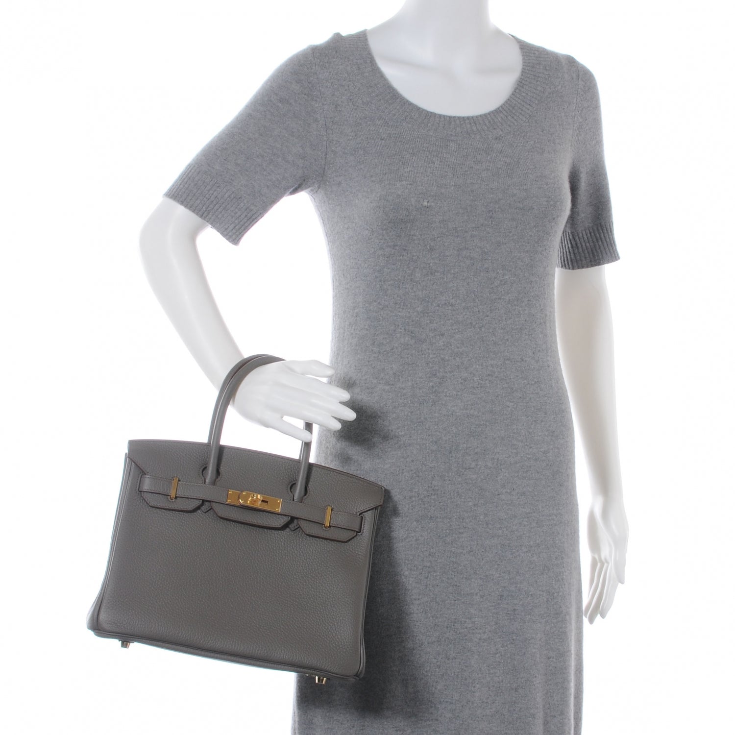 Hermes Taurillon Clemence Birkin 30 Etain 2 of 11