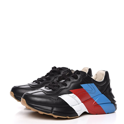 Gucci Calfskin Web Printed Mens Rhyton Sneakers 7 Black 3 of 9