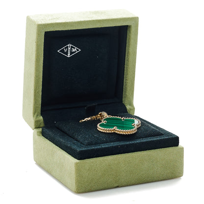 Van Cleef & Arpels 18K Yellow Gold Malachite Magic Alhambra Pendant Necklace 6 of 6