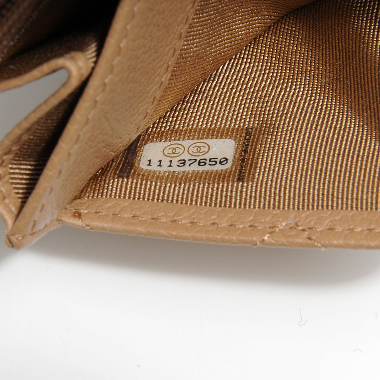 Caviar Small Compact Wallet Beige