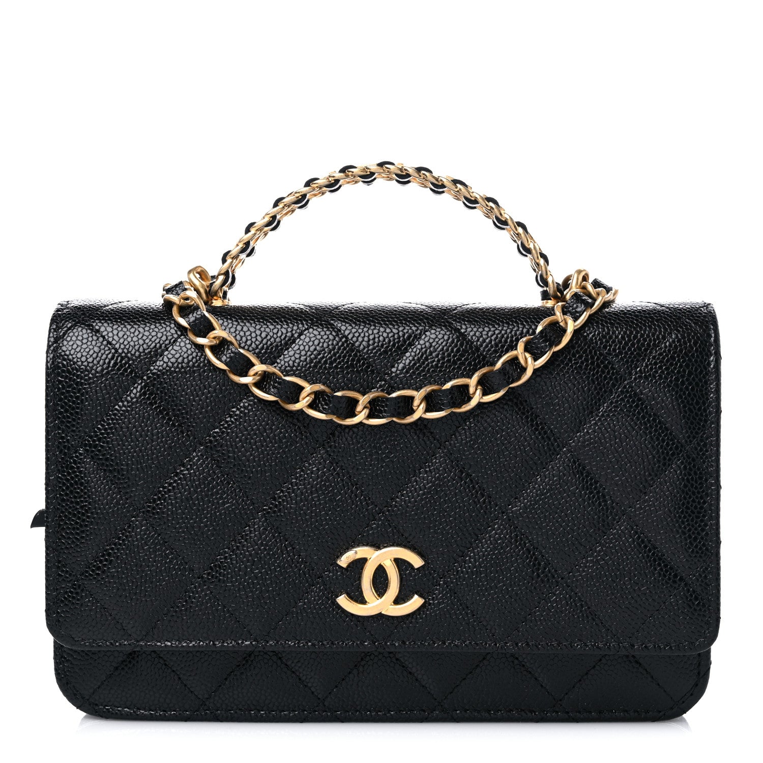 Chanel Shiny Caviar Quilted Pick Me Up Wallet On Chain WOC Black 1 of 10