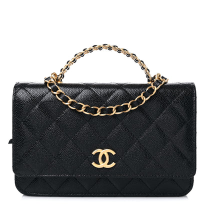Chanel Shiny Caviar Quilted Pick Me Up Wallet On Chain WOC Black 1 of 10