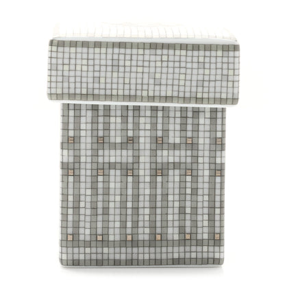 Hermes Porcelain Small Mosaique Au 24 Sugar Box Platinum 1 of 9