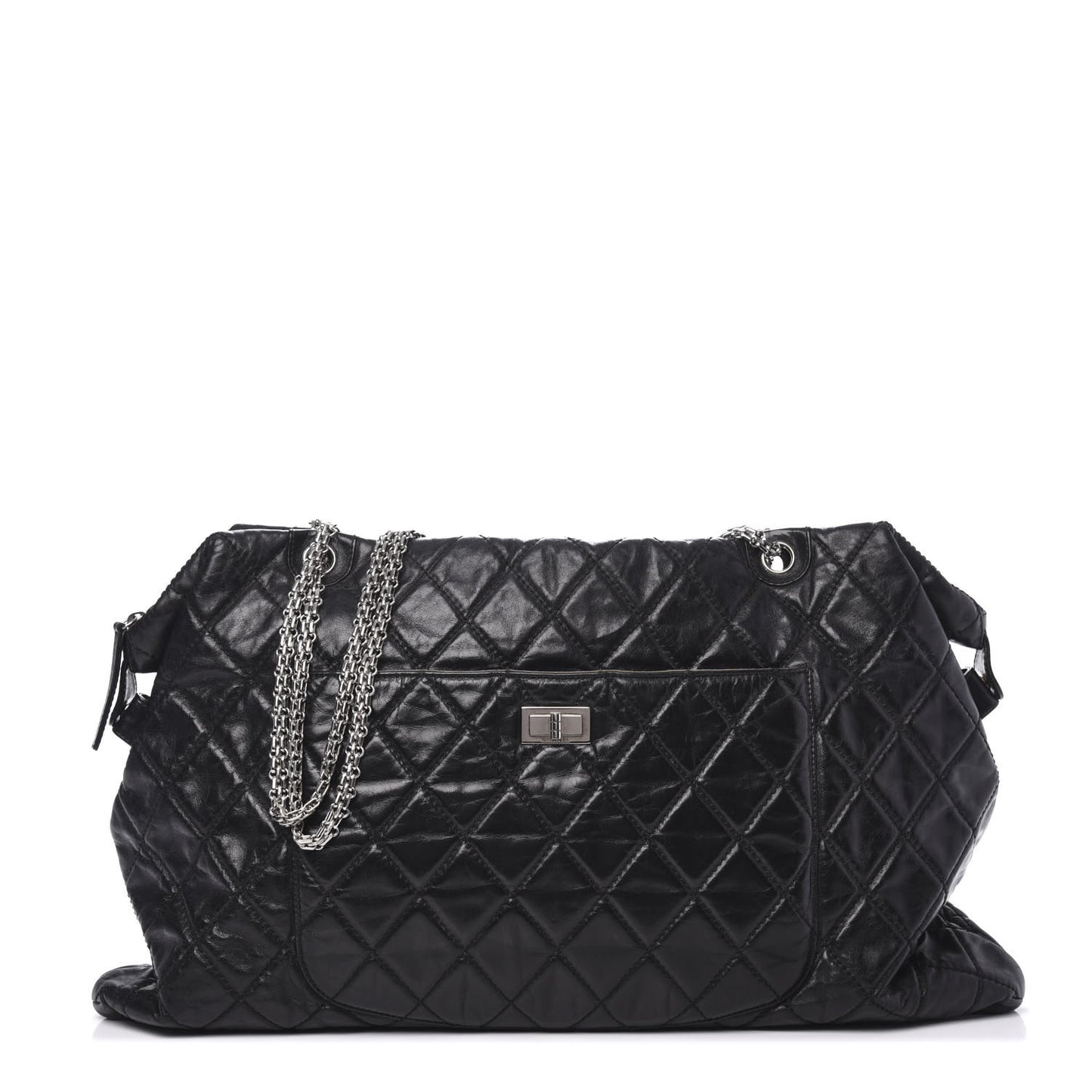 Aged Calfskin Oversized Reissue Overnight Tote Black