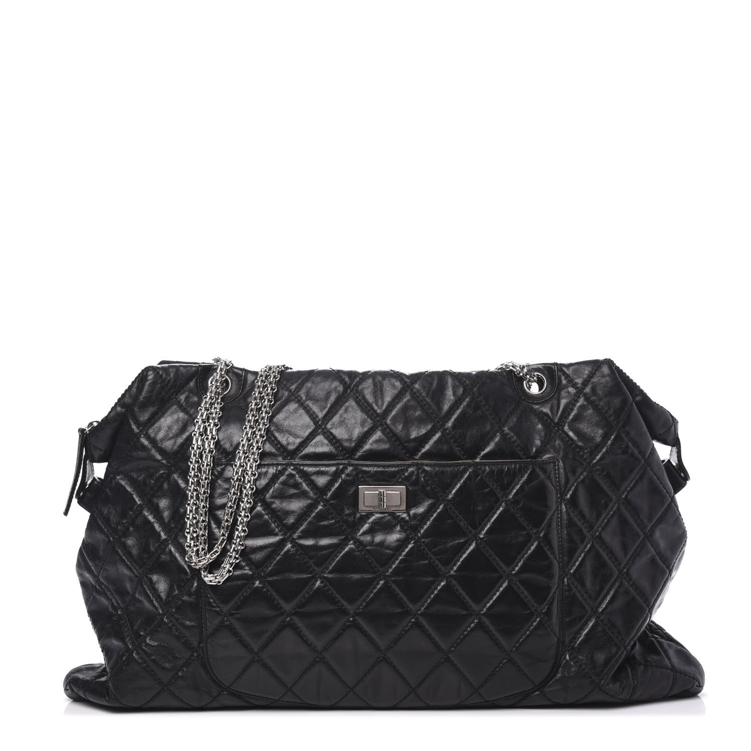 Chanel Aged Calfskin Oversized Reissue Overnight Tote Black 1 of 10