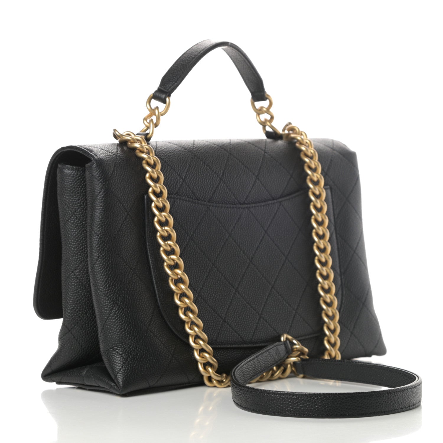 Chanel Grained Calfskin Stitched Flap Black 3 of 10